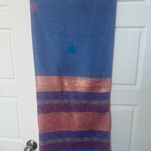 100 % pashmina Blue Maxi Skirt with Rose Gold Bands